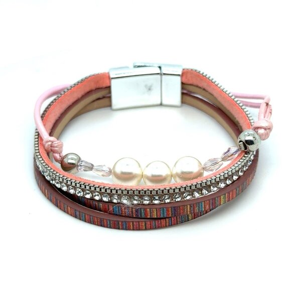 Multi-Strand Magnetic Pink Bracelets - Picture 1 of 5